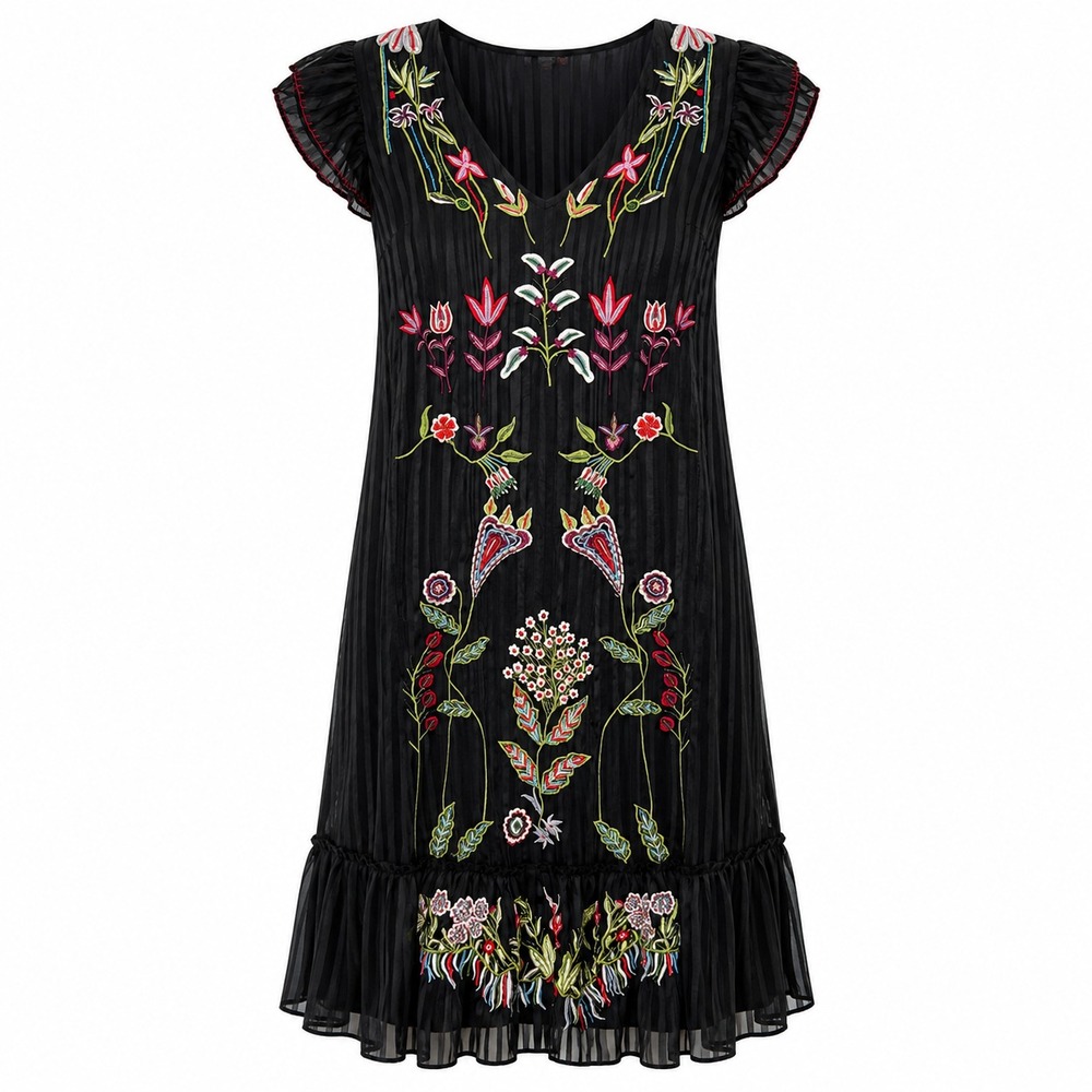 Anthropologie Not so Serious Corsica Beaded Sheer Maxi Dress Size 2 Whimsical